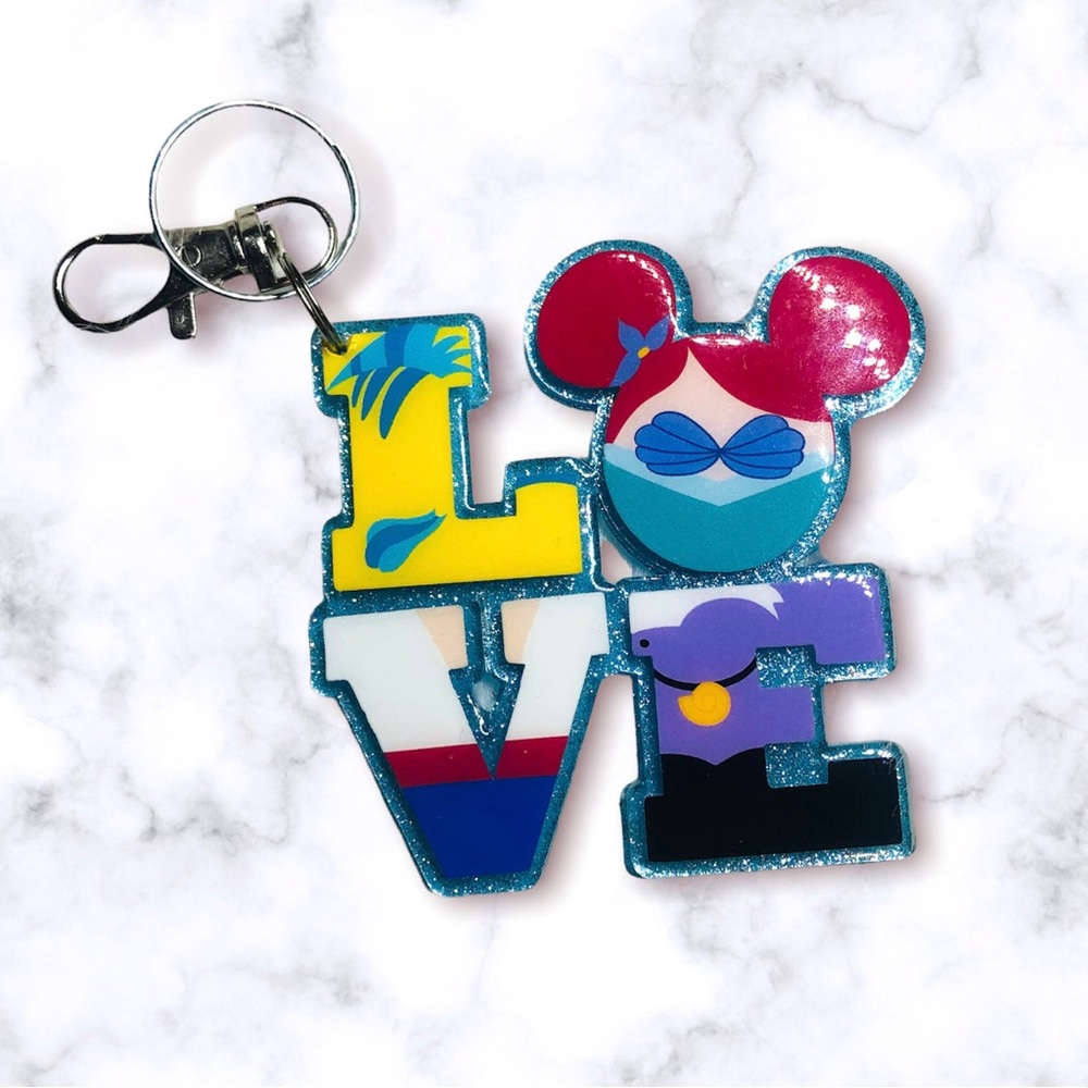 3 inch Princess Ariel LOVE themed Keychain